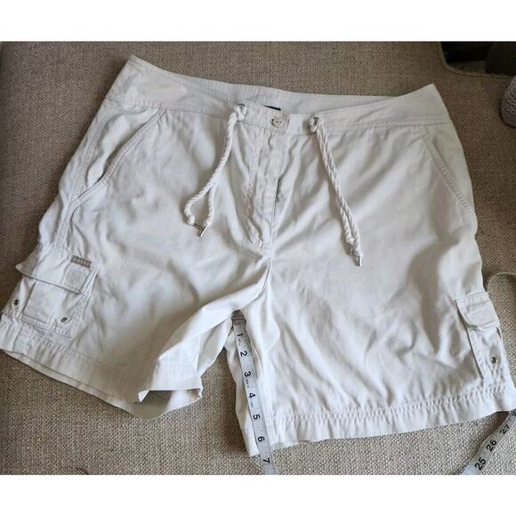 Ralph Lauren High Rise Cargo Shorts Drawstring 100% Cotton Beige Women's 14 - Picture 8 of 9